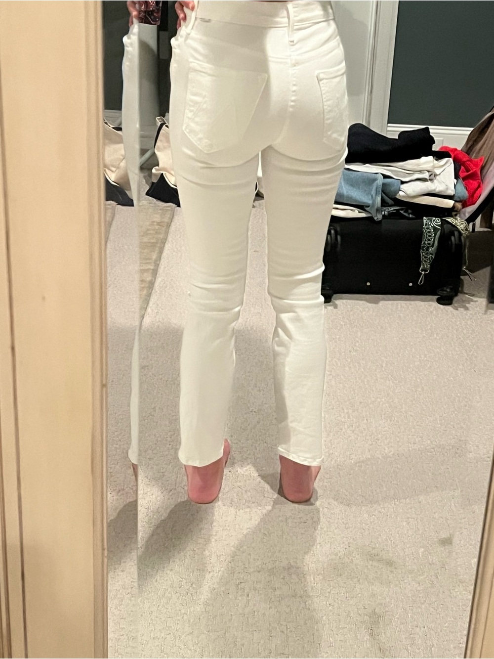 MOTHER White High-Rise Cropped - mid rise dazzler ankle fairest of them all